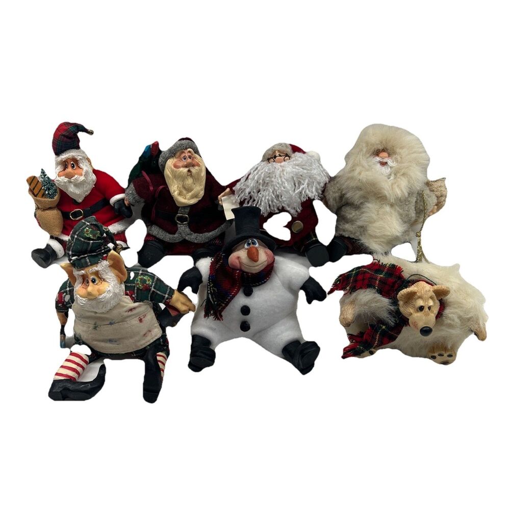 Lot Of 7 Russ Berrie Santa Kathleen Kelly Critter Plush Christmas Shelf Sitters